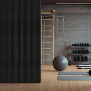 Acoustic Slat Wood  46.85" Wall Panel - Matte Black & Black Felt