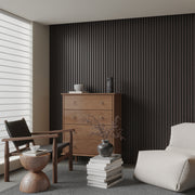 Acoustic Slat Wood 94.5" Wall Panel - Smoked Walnut & Black Felt