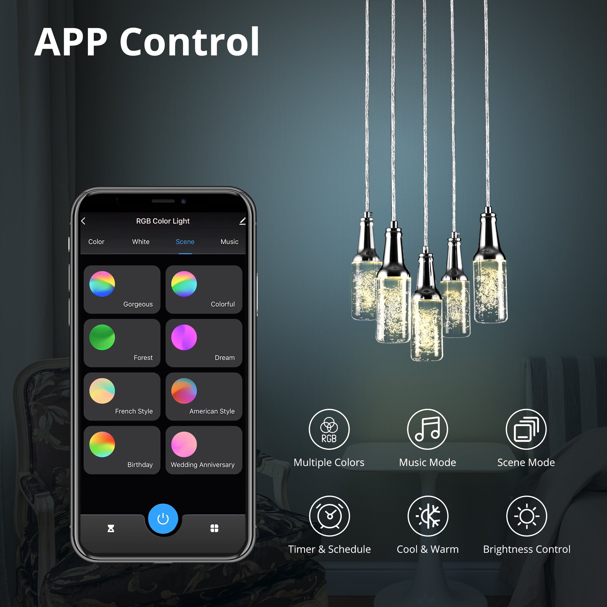 Smart Multicolor RGB Pendant Light