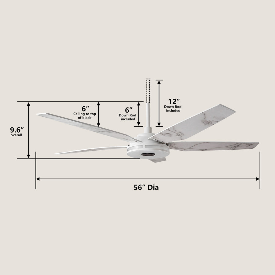 Naos  56" Smart DC Ceiling Fan with Remote Control and LED Light