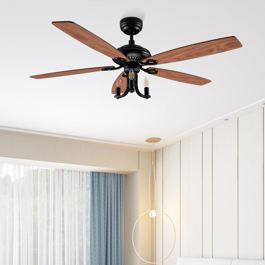 Anka DC Candelabra Ceiling Fan with Light and Remote Control