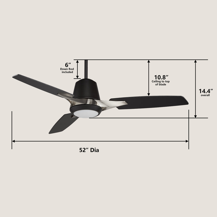 Avior 52" AC Ceiling Fan with LED Light and Wall Control