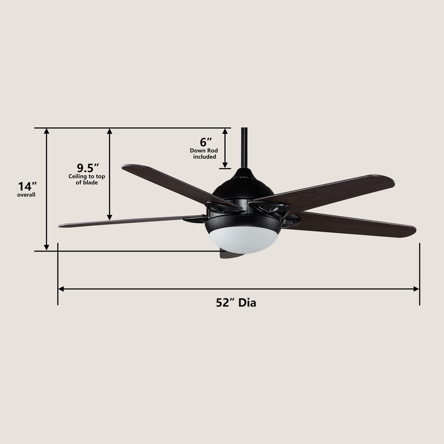 Azha 52" DC Alexa Ceiling Fan with Dimmable Light and Remote Control