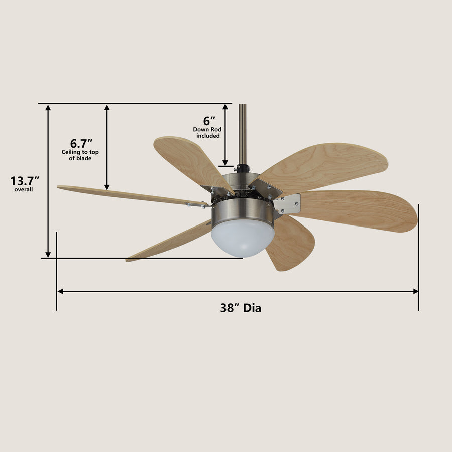 Callisto 38" AC Ceiling Fan with Light and Wall Control