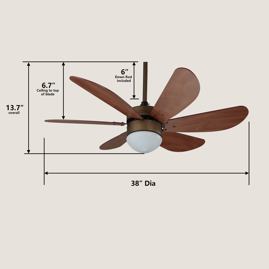 Callisto 38" AC Ceiling Fan with Light and Wall Control