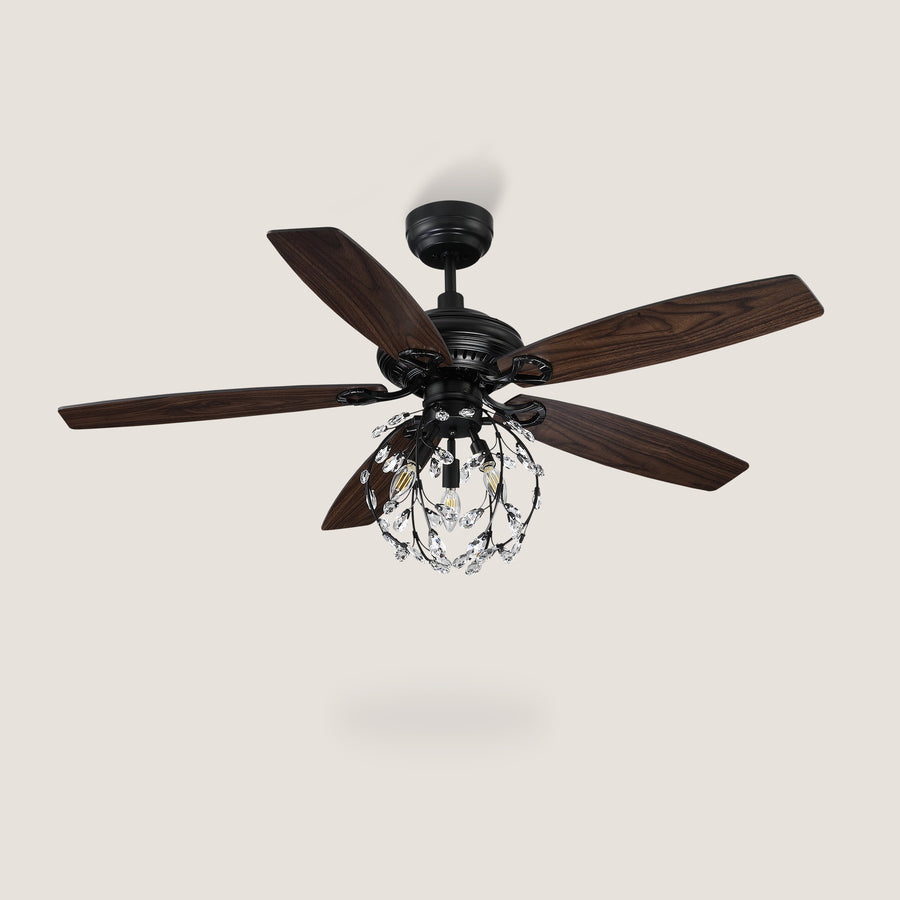 Carme DC Crystal Ceiling Fan with Remote Control and Light