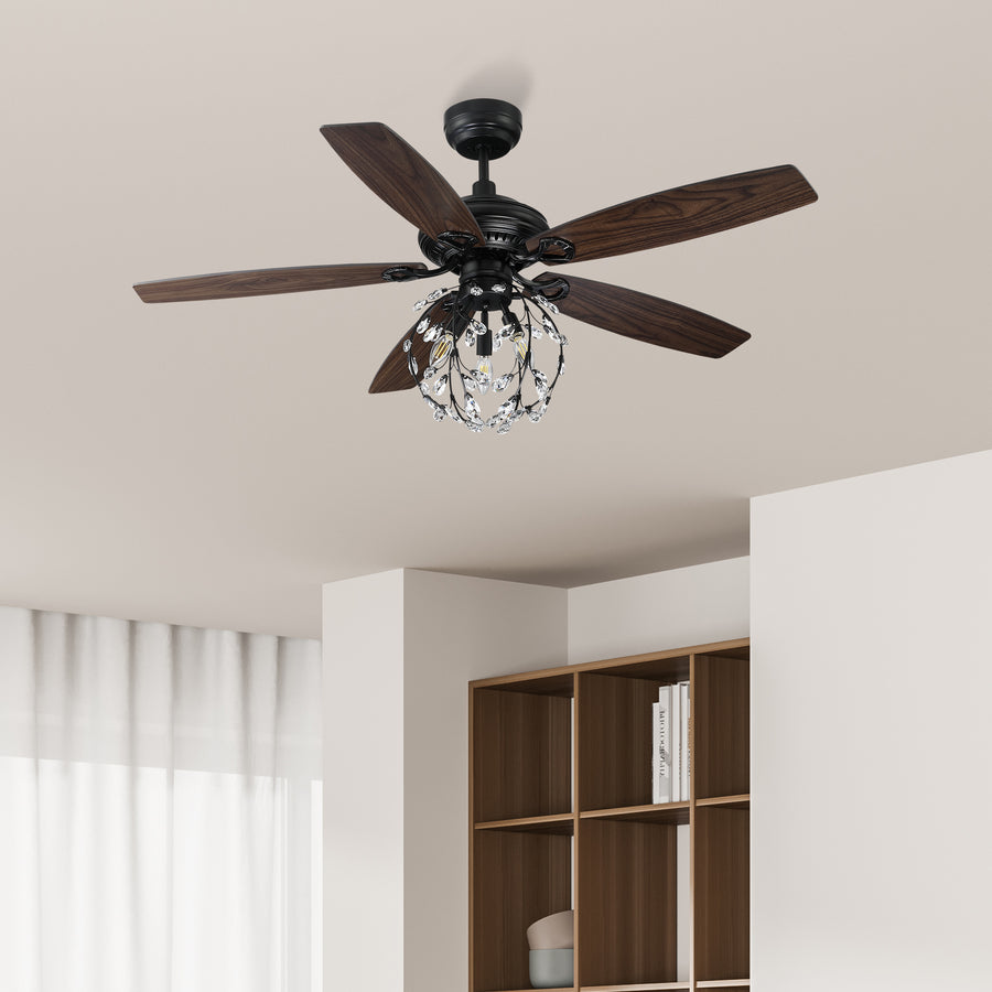 Carme DC Crystal Ceiling Fan with Remote Control and Light