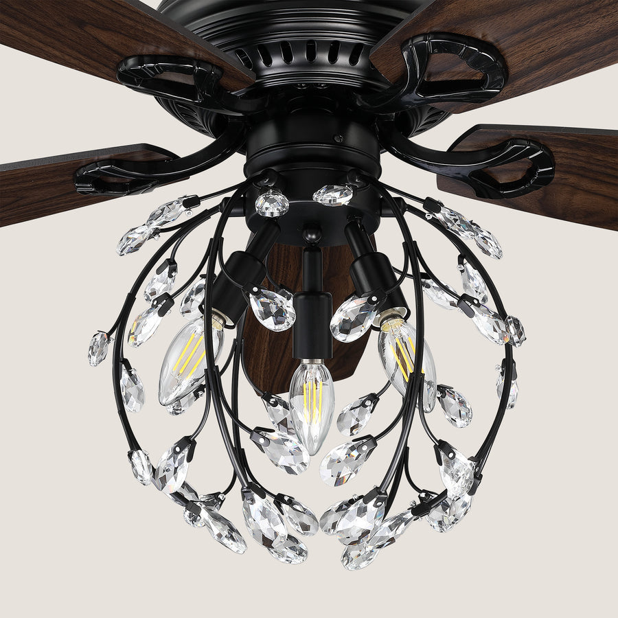 Carme DC Crystal Ceiling Fan with Remote Control and Light