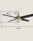 Dione 52" AC Ceiling Fan with LED Light and Wall Control