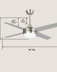 Dione 48" AC Ceiling Fan with LED Light and Wall Control