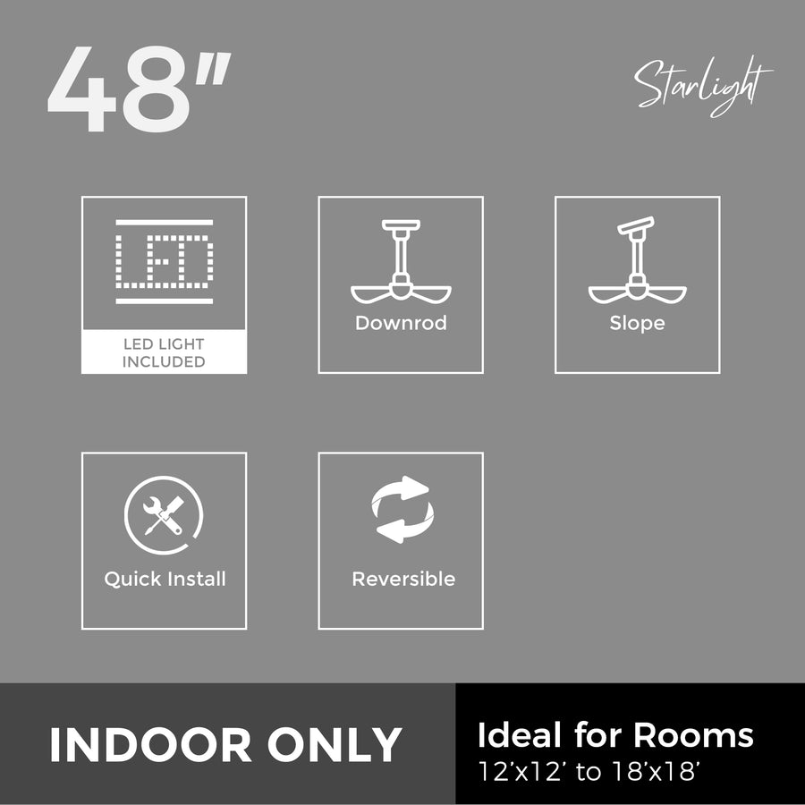 Dione 48" AC Ceiling Fan with LED Light and Wall Control