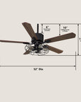 Himalia 52" AC Ceiling Fan with Wall Control and Light