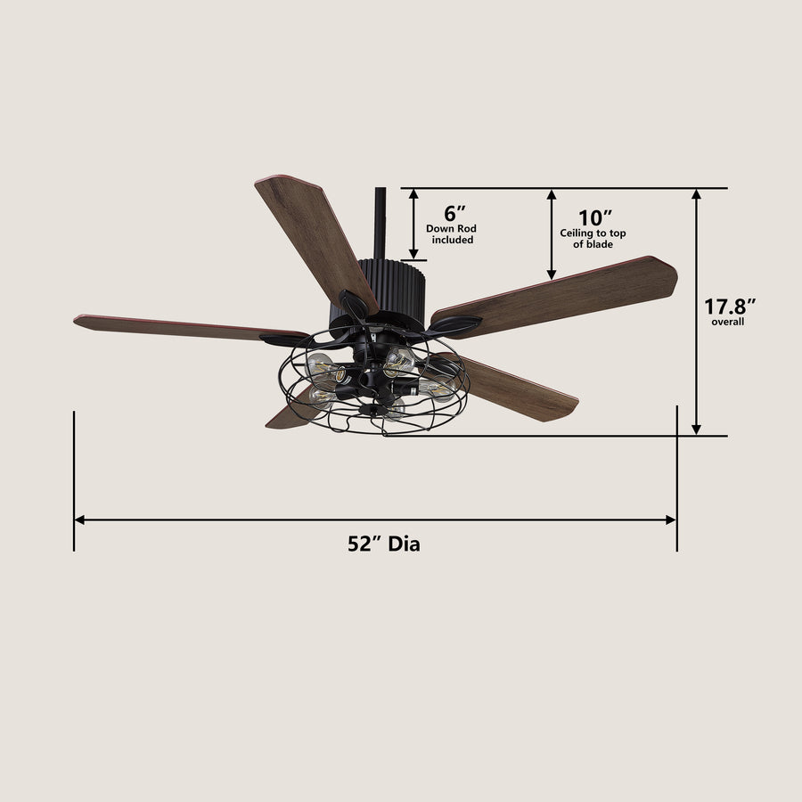 Himalia 52" AC Ceiling Fan with Wall Control and Light