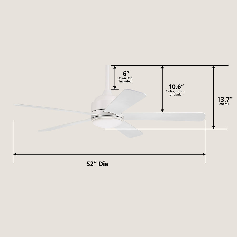 Magi 52" DC Smart Ceiling Fan With LED Light and Wall Control