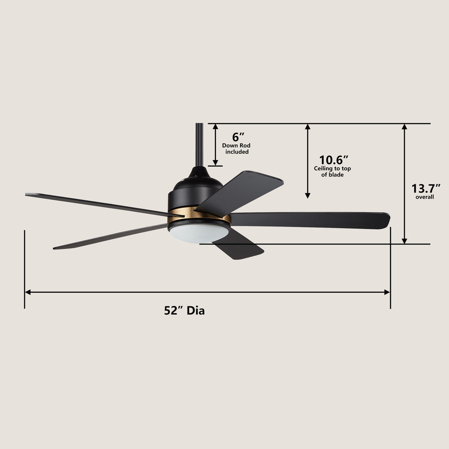 Magi 52" DC Smart Ceiling Fan With LED Light and Wall Control