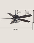 Merak 52" DC Ceiling Fan with Light and Remote Control