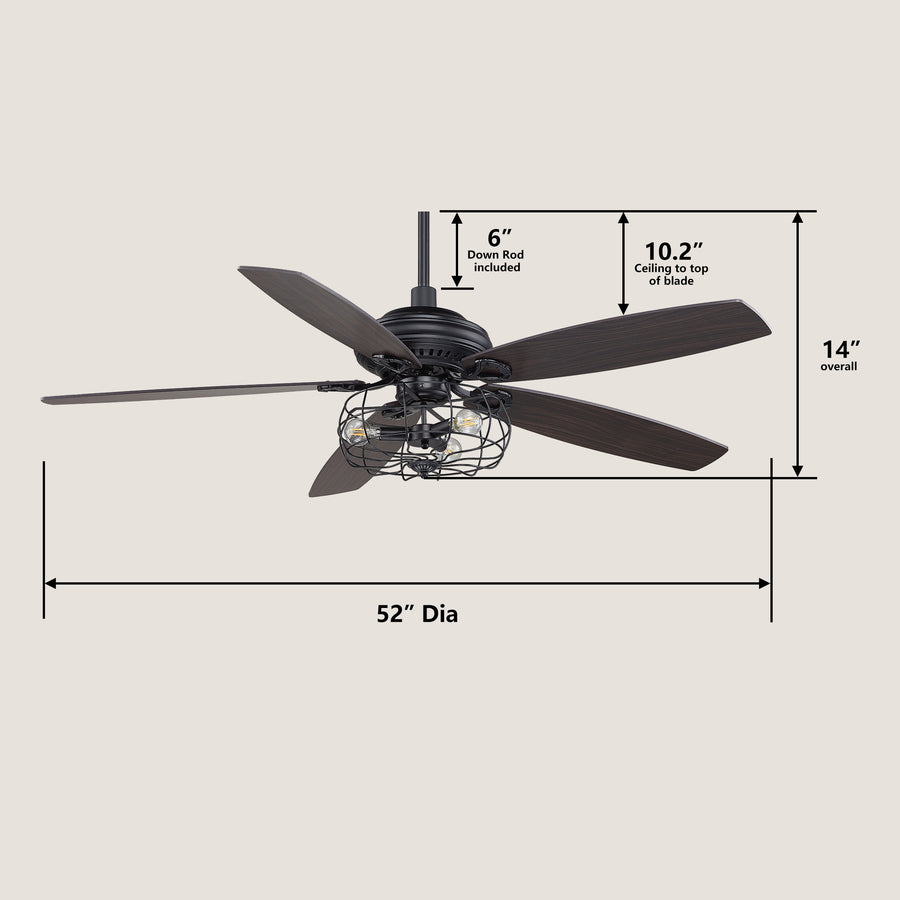 Merak 52" DC Ceiling Fan with Light and Remote Control