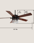 Mira AC Ceiling Fan with Light and Wall Switch Control