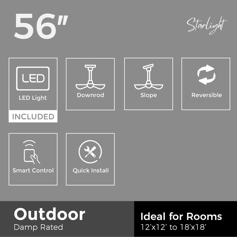 Naos  56" Smart DC Ceiling Fan with Remote Control and LED Light