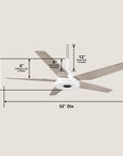 Naos 52" Smart DC Ceiling Fan with Remote Control and LED Light