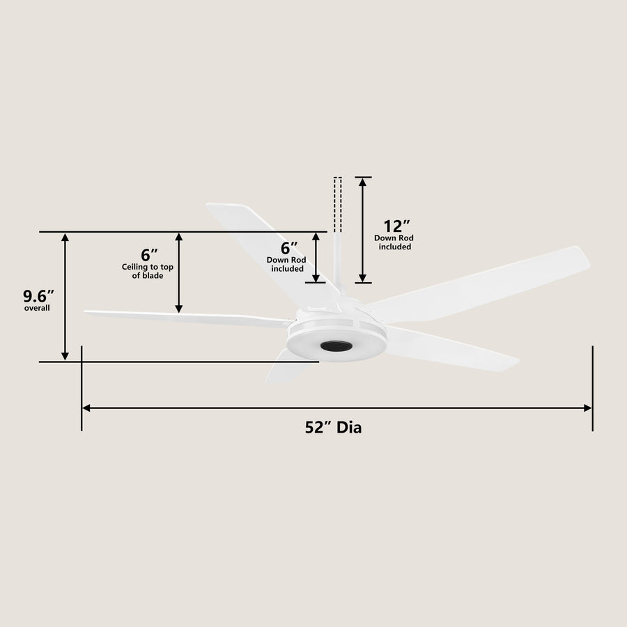 Naos 52" Smart DC Ceiling Fan with Remote Control and LED Light