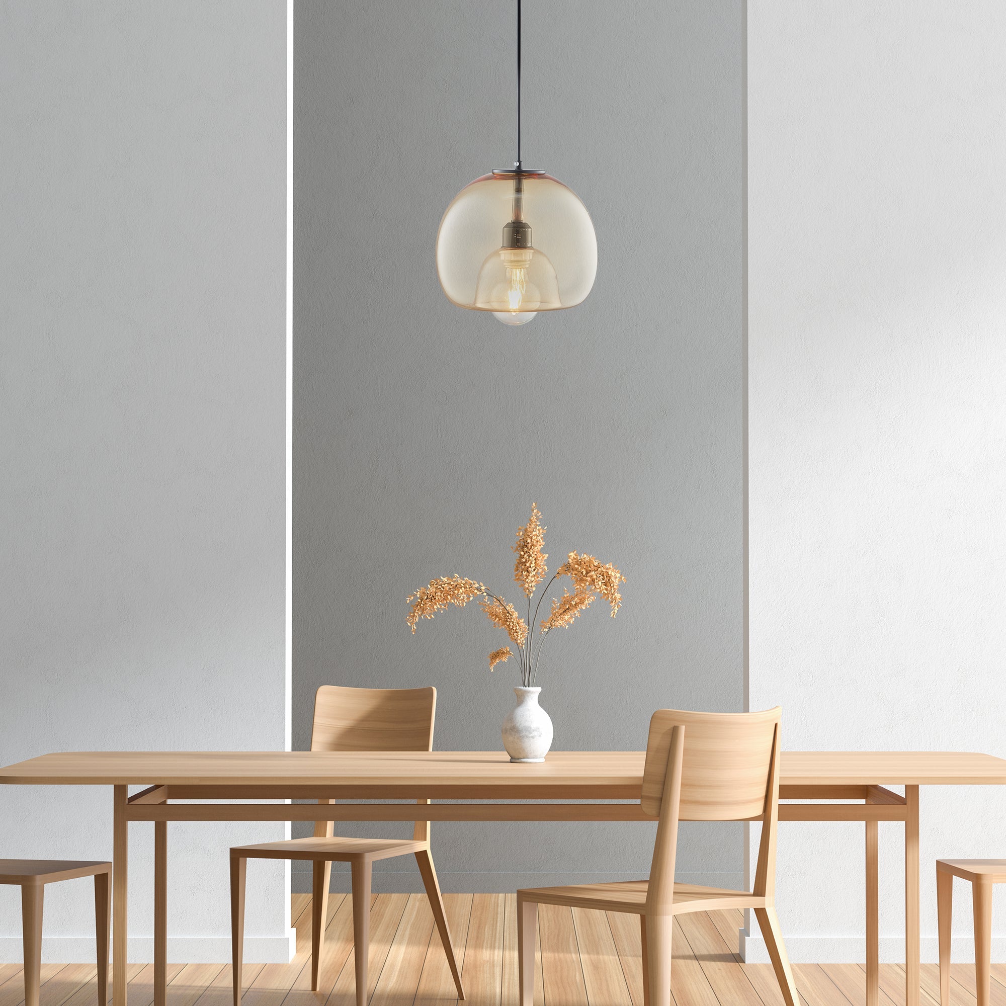 Carina pendant light collection features a transitional appearance that offers flexibility and a easy customization to whichever space it adorns. This masterful light fixture come with a translucent oval glass shade that will add a sparking beautiful light to your home.