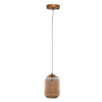 Smafan Cygnus Pendant Light Collection features a translucent elongated ribbed glass shade that creates an eye-catching glow. Hanging from a rich gold tone brass finish canopy that enhances its modern sophistication. Place over dining areas, seating areas, and more for a dramatic look. Its versatile look can complement most any room style.