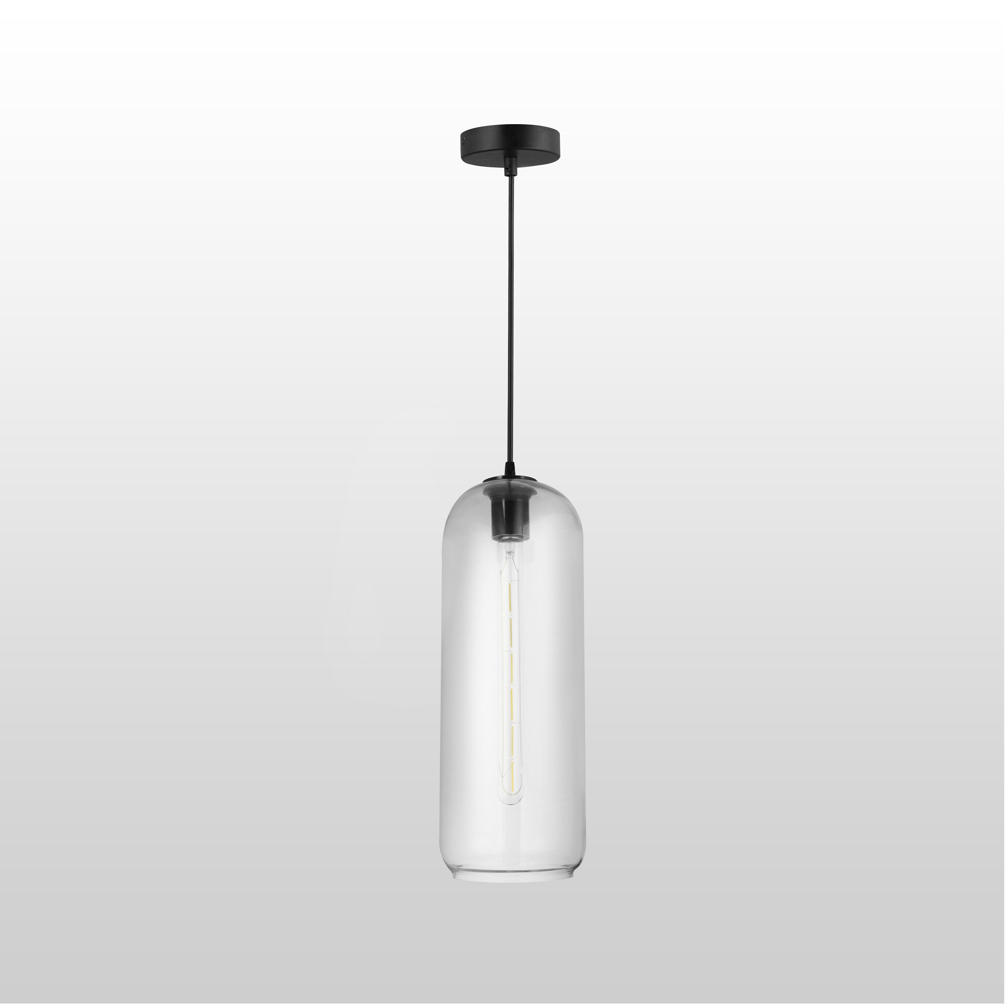 Orion Big Cylinder Glass Pendant Light – Clear