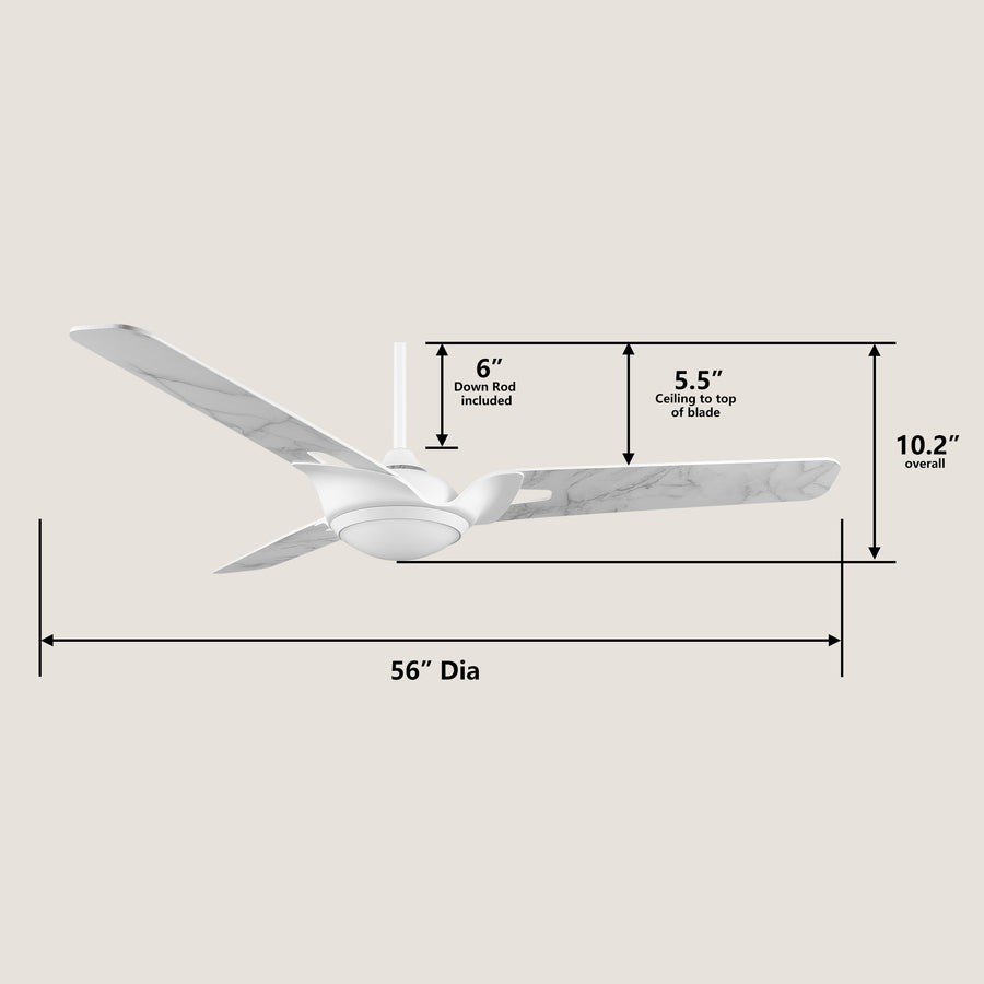 Syrma 56" 10-Speed DC Motor Smart Fan with Remote Control and Light