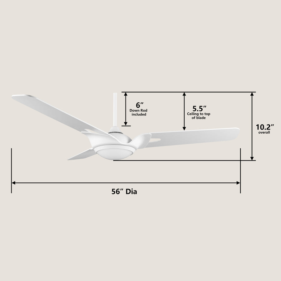 Syrma 56" 10-Speed DC Motor Smart Fan with Remote Control and Light