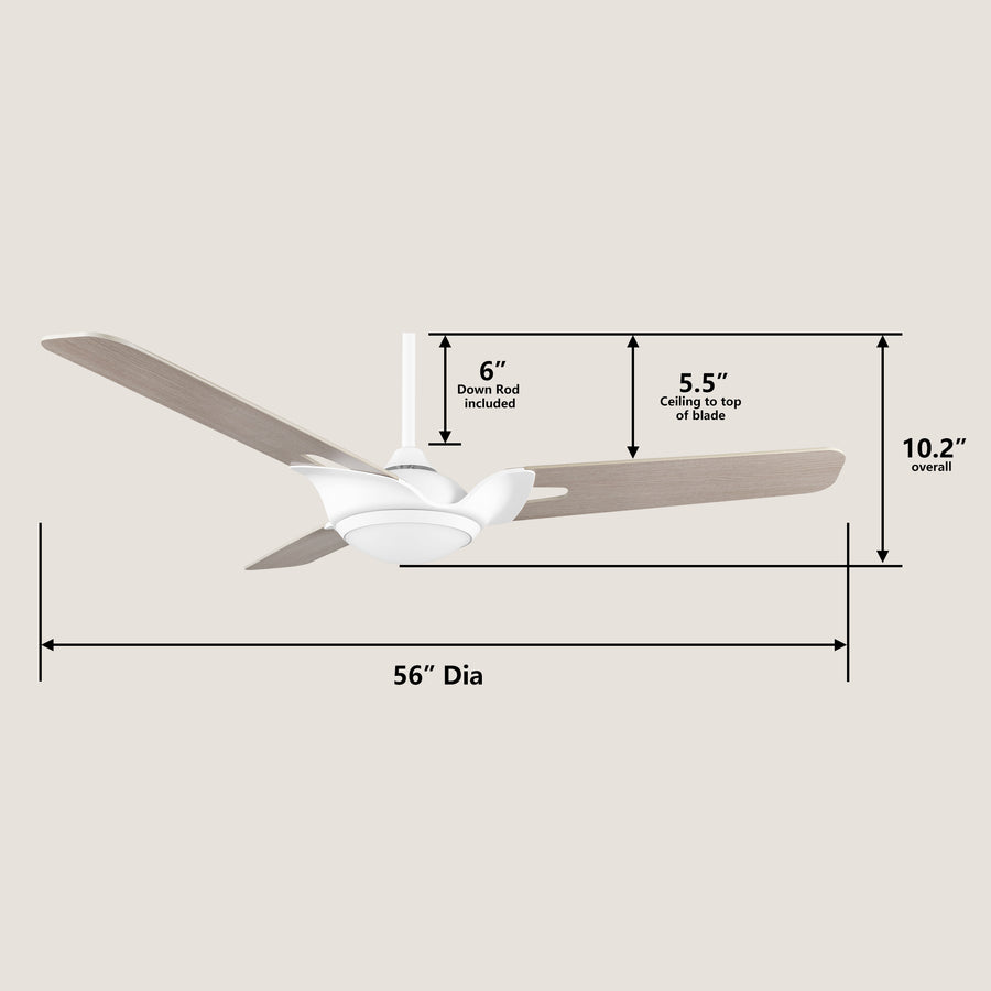 Syrma 56" 10-Speed DC Motor Smart Fan with Remote Control and Light