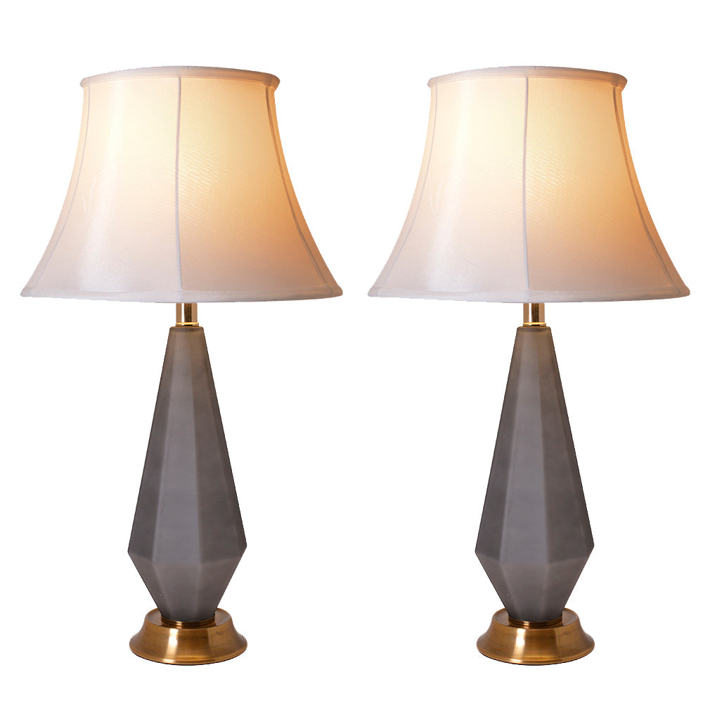 Diamond Faceted Frosted Glass Table Lamp 27" - Gray/Off White (Set of 2)