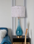 Carro Home Tulip Big Translucent Blue Ombre Glass Table Lamp 28" - Blue Ombre/Silver Yarn Shade (Set of 2)