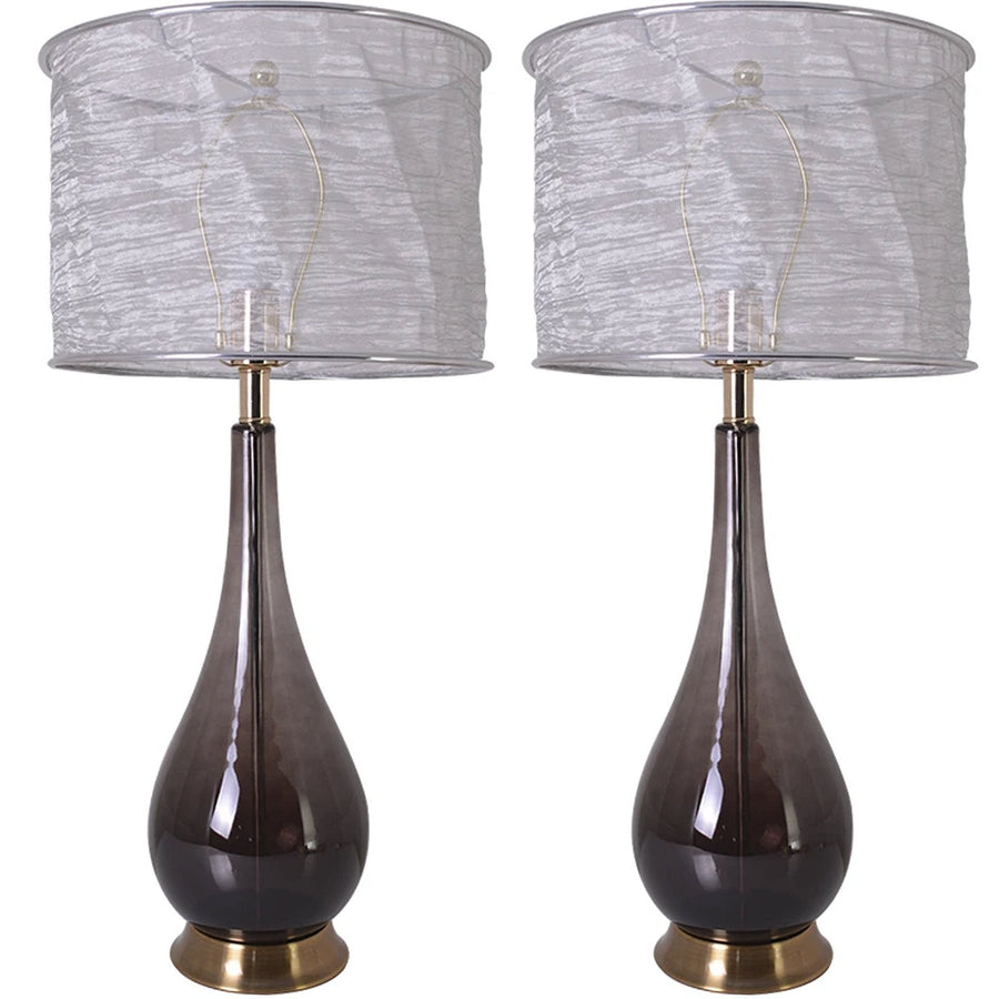 Vesto Big Translucent Ombre Glass Table Lamp with Textured Shade