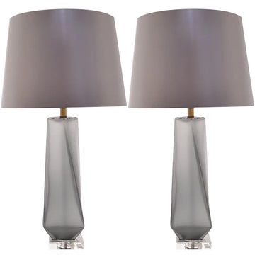 Carro Home Calla Twist Frosted Glass Table Lamp 28" - Smoke Gray/Light Gray Shade (Set of 2)