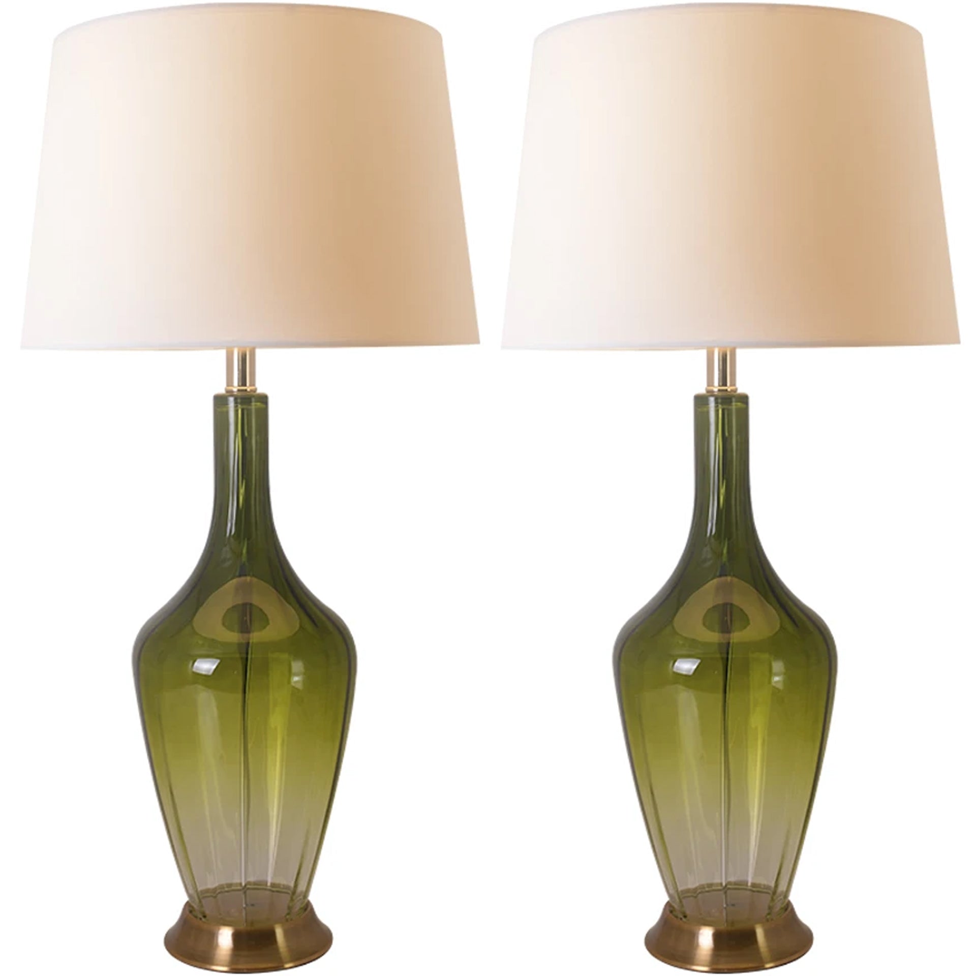 Carro Home Carnation Translucent Glass Table Lamp 31" - Green Ombre/White Shade (Set of 2)