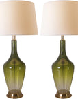 Carro Home Carnation Translucent Glass Table Lamp 31" - Green Ombre/White Shade (Set of 2)