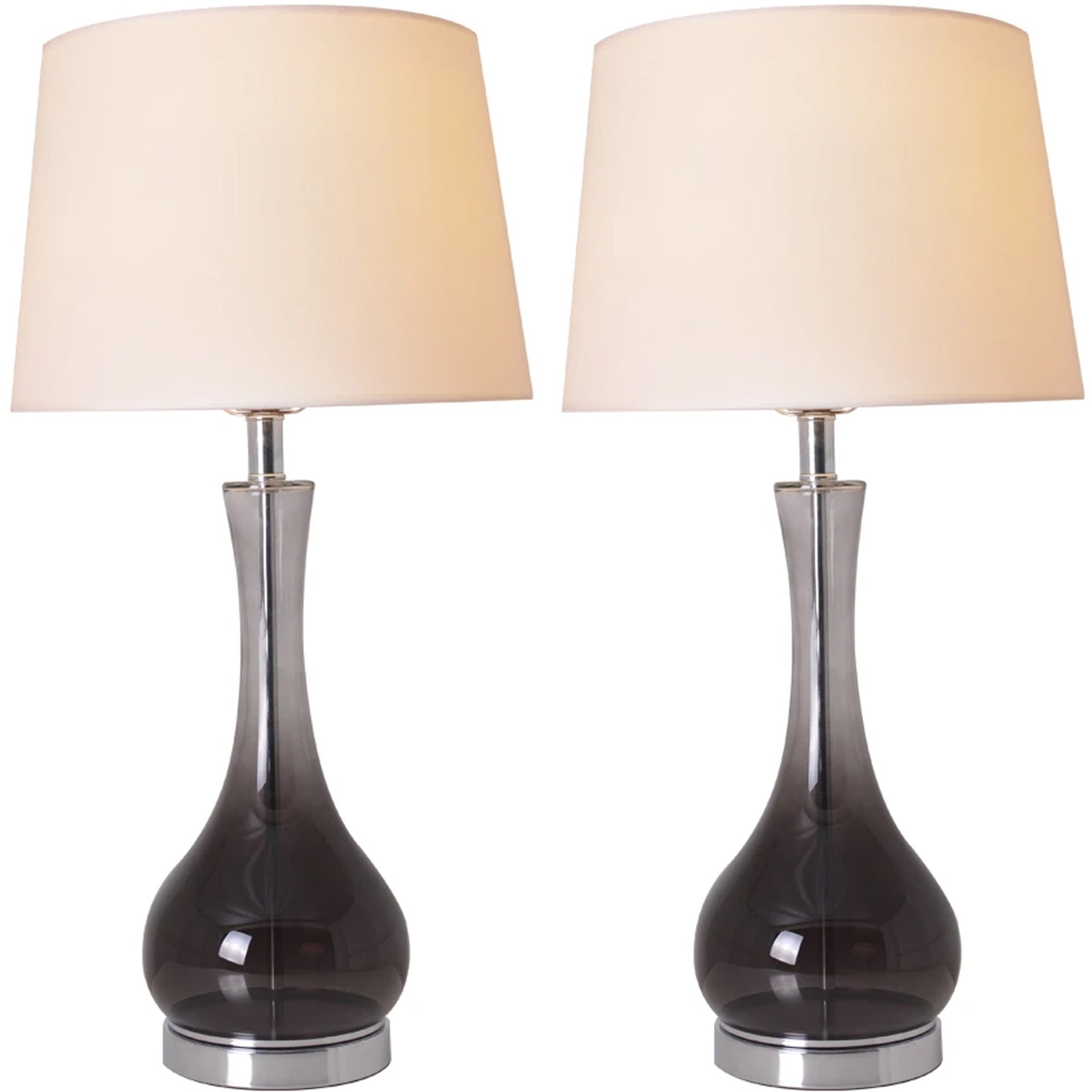 Carro Home Jasmine Smoke Gray Ombre Glass Table Lamp 28" - Smoke Gray/White (Set of 2)