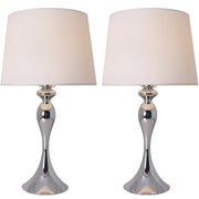 Carro Home Mermaid Metal Table Lamp 25" - Chrome/Ivory White (Set of 2)