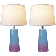 Carro Home Rosemary Ombre Glass Table Lamp 25" - Blue & Purple Ombre/Ivory White (Set of 2)