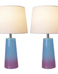 Carro Home Rosemary Ombre Glass Table Lamp 25" - Blue & Purple Ombre/Ivory White (Set of 2)