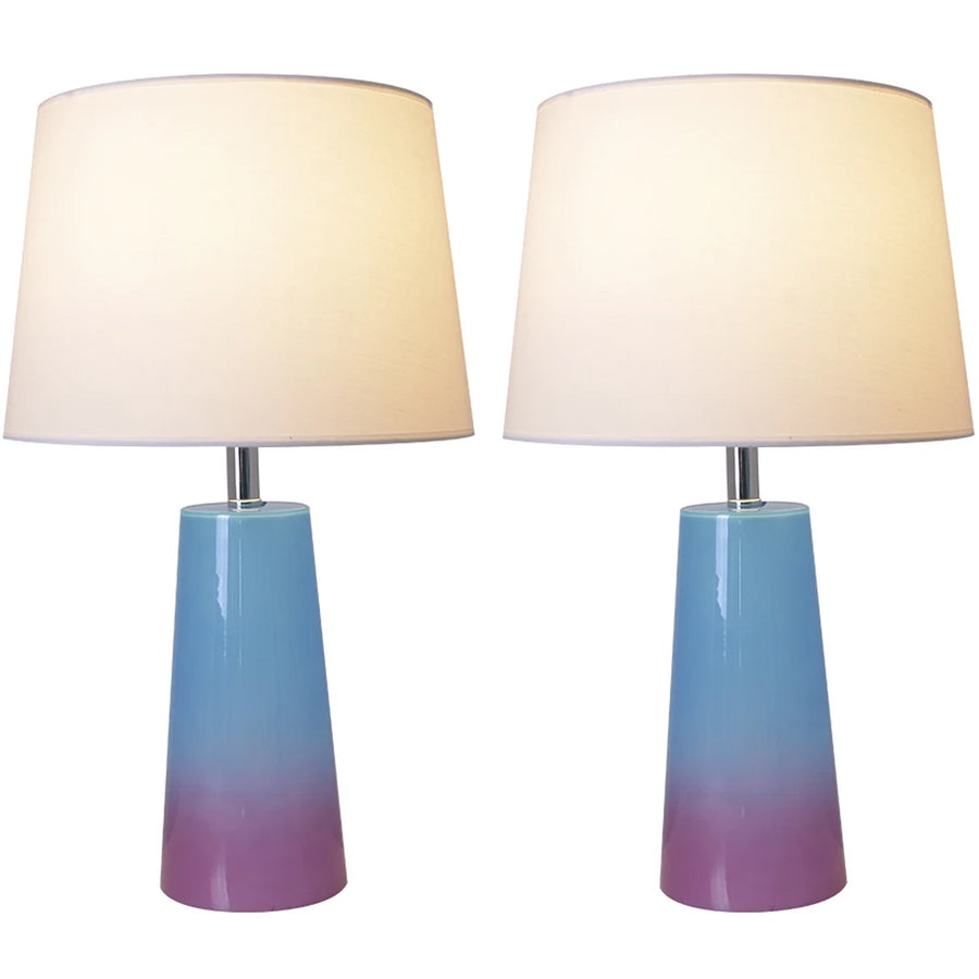 Carro Home Rosemary Ombre Glass Table Lamp 25" - Blue & Purple Ombre/Ivory White (Set of 2)