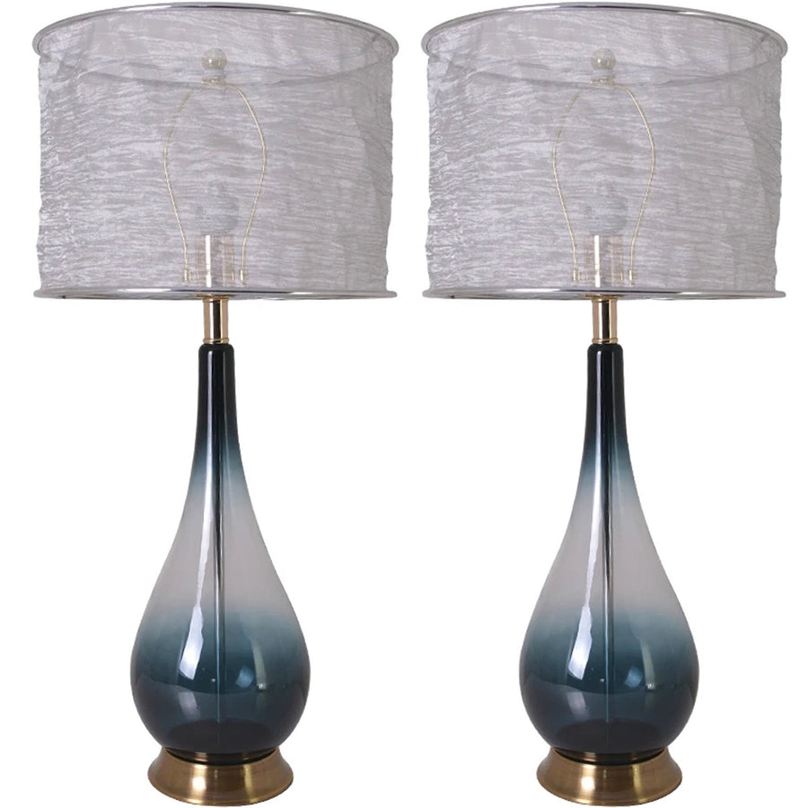 Vesto Big Translucent Ombre Glass Table Lamp with Textured Shade