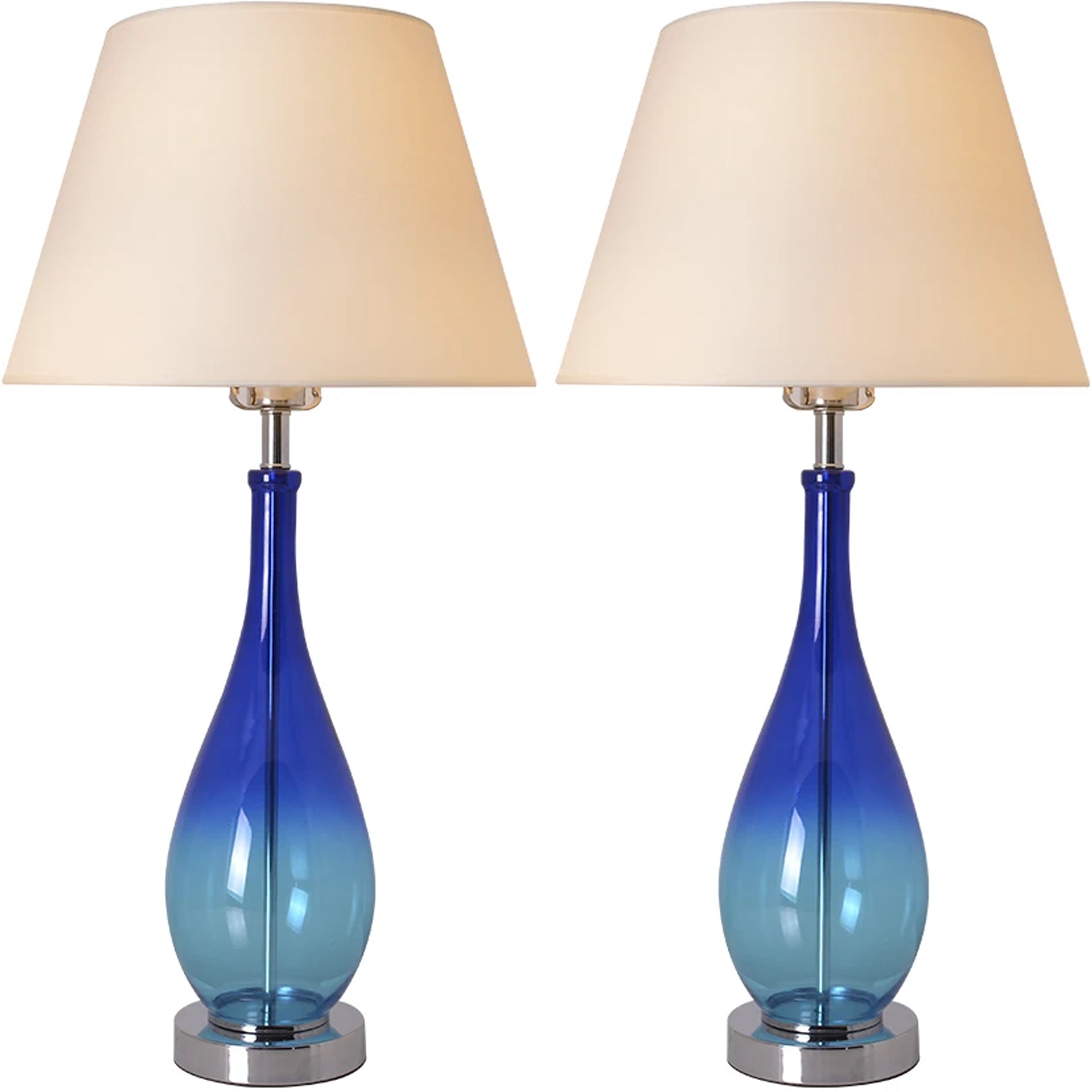 Carro Home Tulip Little Ombre Droplet Glass Table Lamp 28" - Blue Ombre/Creme (Set of 2)