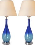 Carro Home Tulip Little Ombre Droplet Glass Table Lamp 28" - Blue Ombre/Creme (Set of 2)